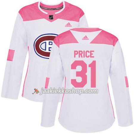 Nainen NHL Montreal Canadiens Pelipaita Carey Price 31 Adidas 2017-2018 Valkoinen Vaaleanpunainen Fashion Authentic